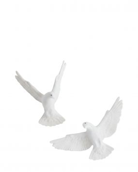 Елочная игрушка из фарфора "Голуби", пара, белые