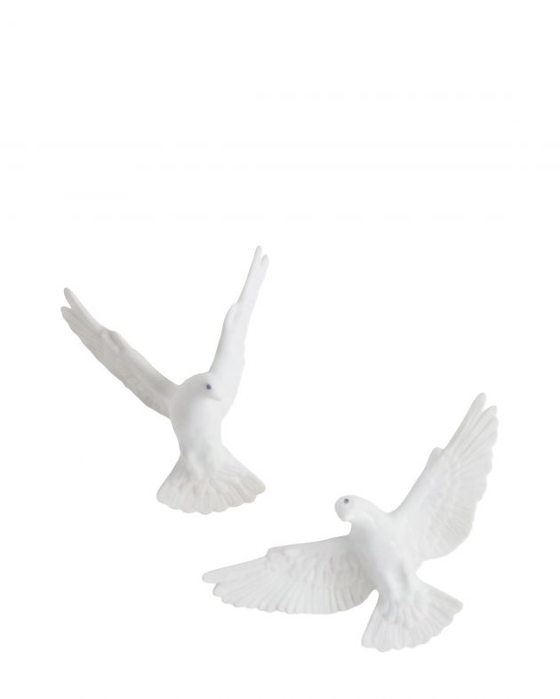 RES Objects Елочная игрушка из фарфора "Голуби", пара, белые - изображение 1