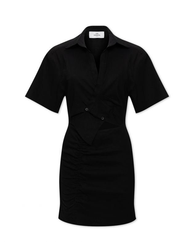 Асимметричное платье мини с вырезом на талии, цвет черный - изображение 1