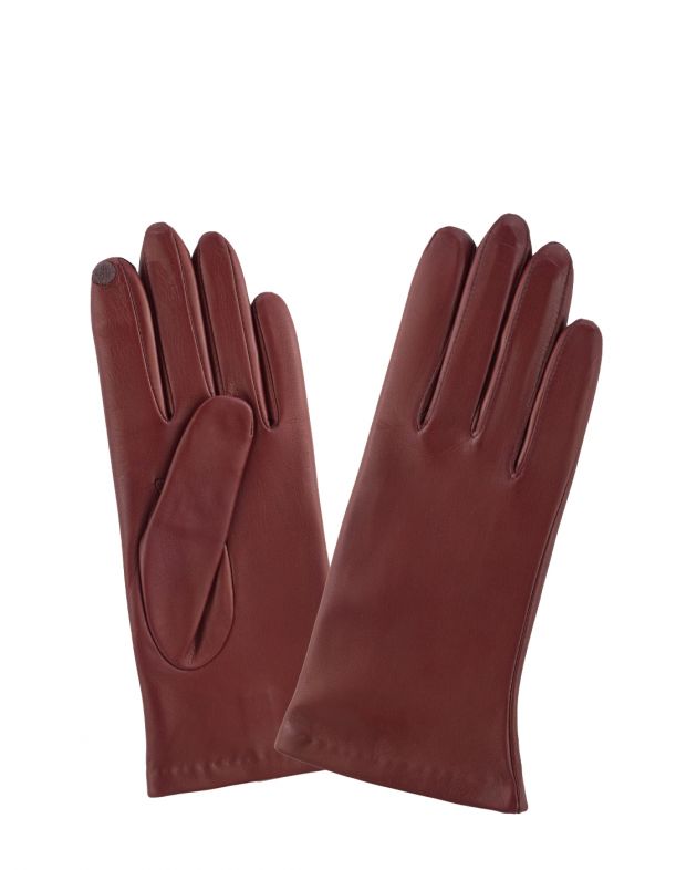 Glove Story Кожаные перчатки с шелковым подкладом, цвет бордовый - изображение 1