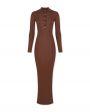 Aeron Платье Glenn в рубчик с воротником-поло, цвет коричневый - миниатюра 1