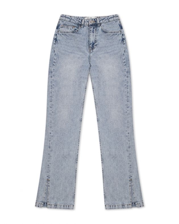 Расклешенные джинсы с разрезами, цвет голубой - изображение 1