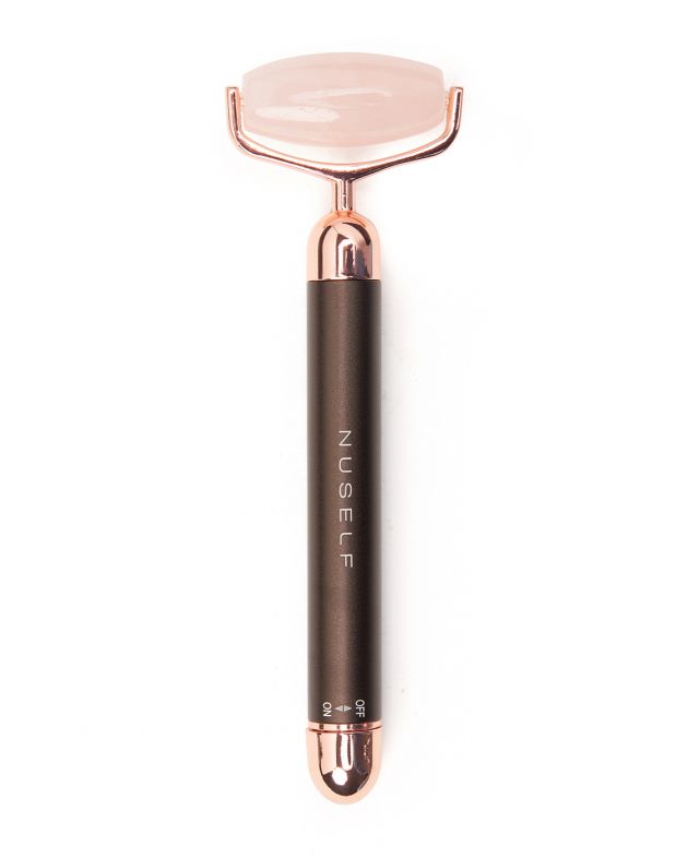 NUSELF Импульсный роллер для лица с розовым кварцем, цвет черный/розовый - изображение 1