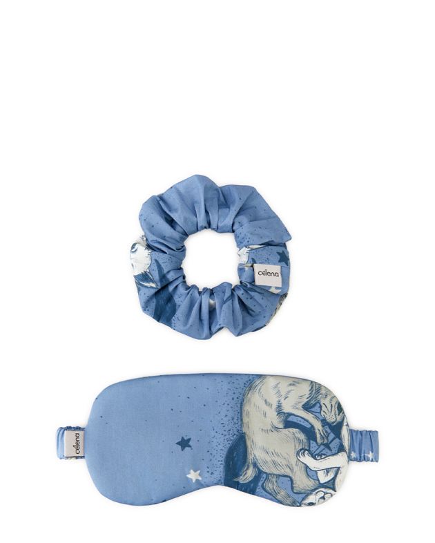 Celena Комплект из маски для сна и резинки, цвет голубой - изображение 1