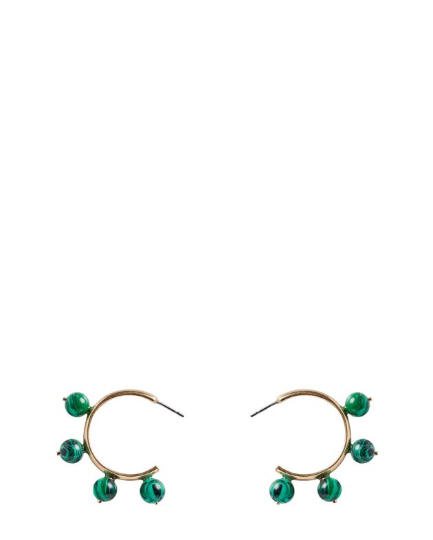 Серьги-хупы Garland с малахитом, цвет зеленый - изображение 1