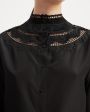 Шелковая блуза Alma с английской вышивкой, цвет черный - миниатюра 4