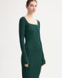Вязаное платье макси с квадратным вырезом, цвет темно-зеленый - миниатюра 5