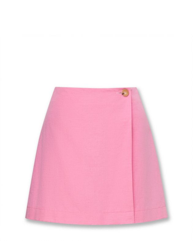Мини-юбка А-силуэта из хлопка и льна, цвет розовый - изображение 1