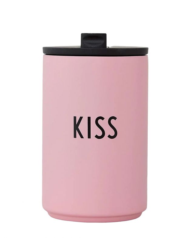Design Letters Термокружка с надписью «Kiss», цвет розовый - изображение 1