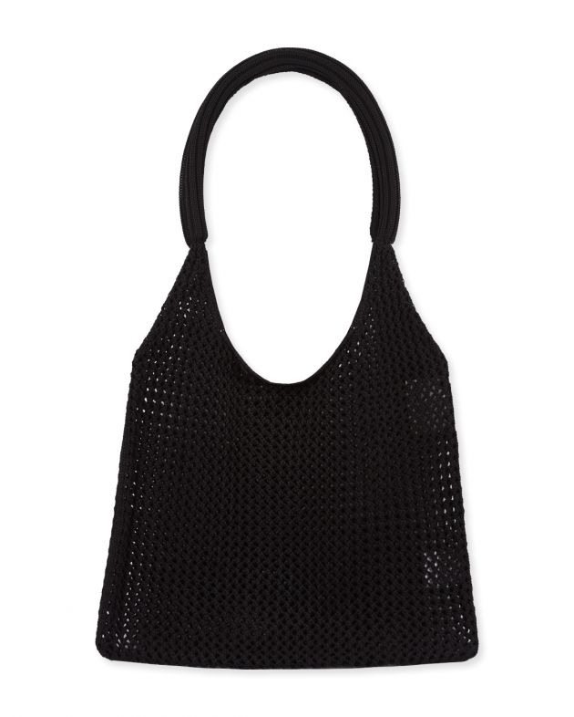Сумка-шопер ажурной вязки, цвет черный - изображение 1