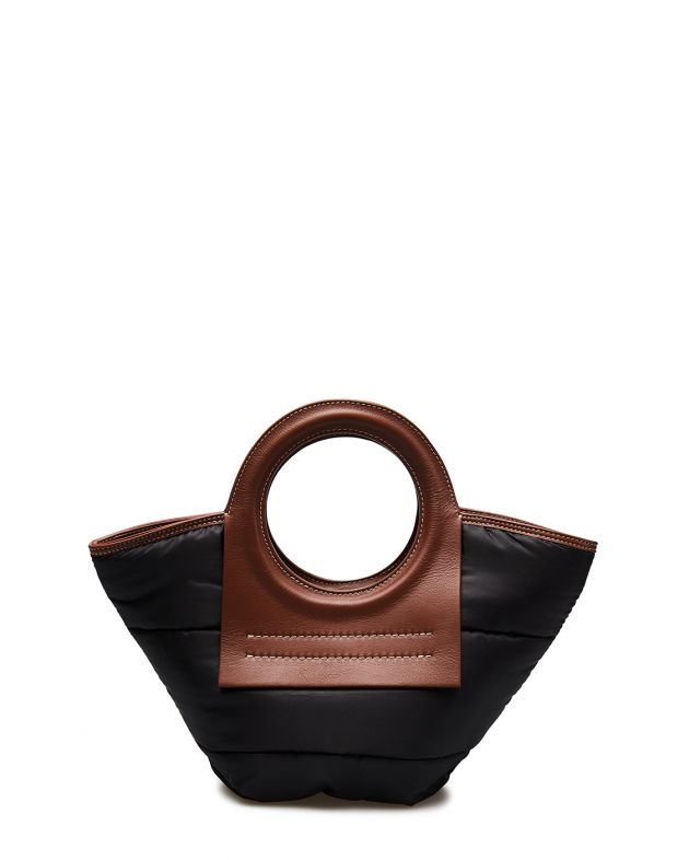 Стеганая сумка-тоут Cala Mini из нейлона, цвет черный/коричневый - изображение 1