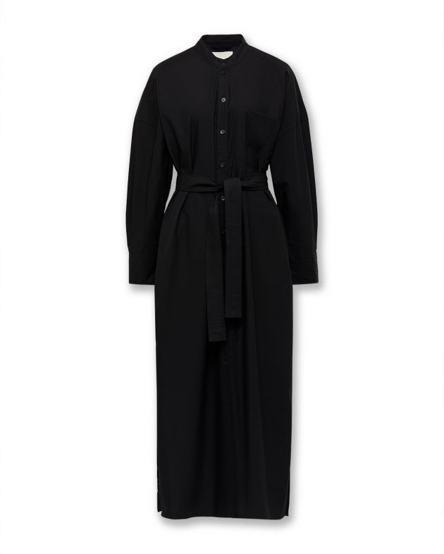 Платье-рубашка Tiga с поясом и разрезами, цвет черный - изображение 1