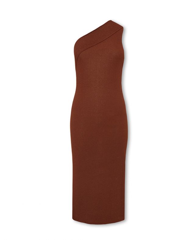 Aeron Вязаное платье Martina на одно плечо, цвет темно-коричневый - изображение 1
