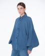 Джинсовая блуза Claire с объемными рукавами, цвет синий - миниатюра 5
