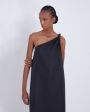 LOULOU STUDIO Шелковое платье Adela на одно плечо, цвет черный - миниатюра 5