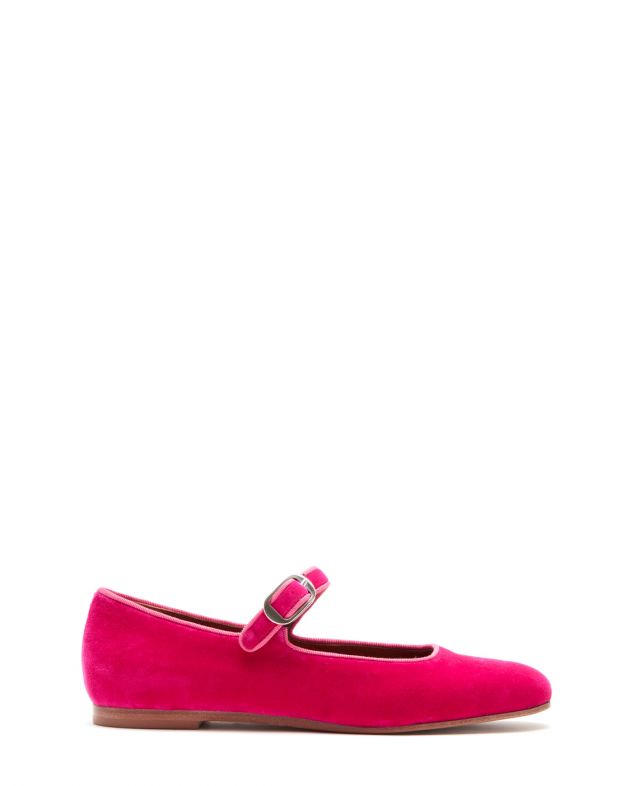 Бархатные туфли Mary Jane, цвет розовый - изображение 1