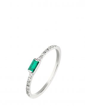 Кольцо из белого золота с изумрудом и бриллиантами Post Scriptum