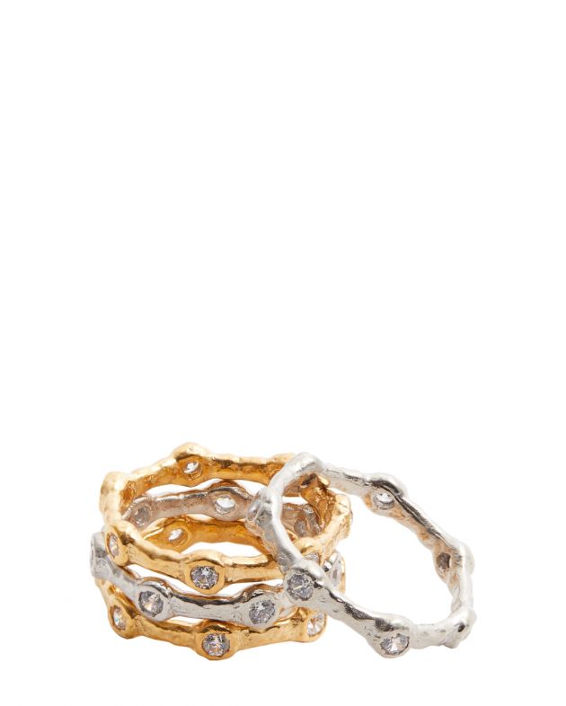 Joanna Laura Constantine Комплект из четырех колец с кристаллами, цвет золотой/серебряный - изображение 1