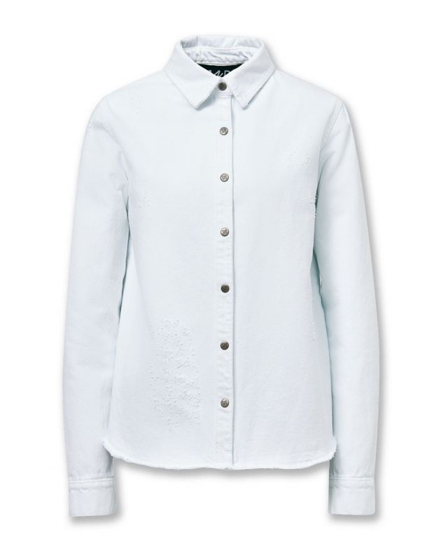 Джинсовая рубашка с эффектом потертости, цвет белый - изображение 1