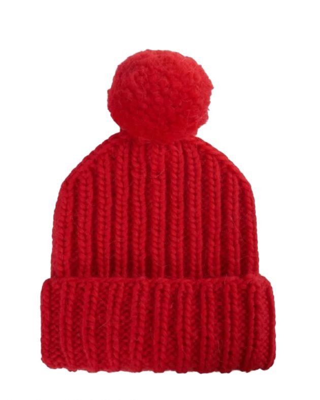 Mirstores Вязаная шапка с помпоном, цвет красный - изображение 1