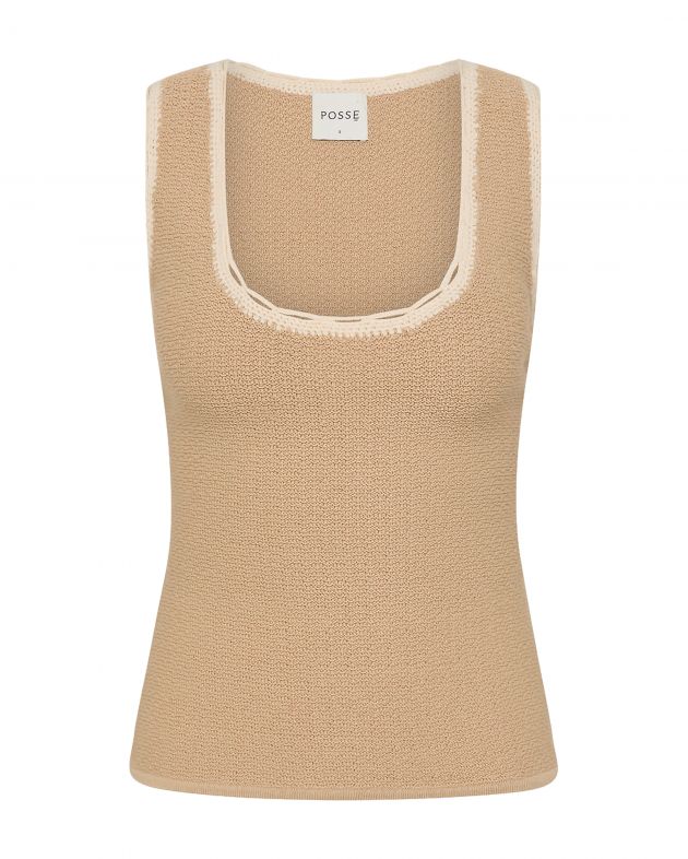POSSE Топ из вязаного трикотажа, цвет бежевый - изображение 1