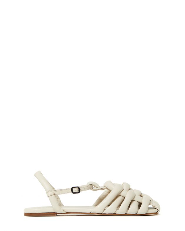 Дутые плетеные сандалии Cabersa из кожи, цвет кремовый - изображение 1
