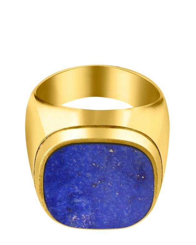 Кольцо-печатка с лазуритом, цвет синий - изображение 1