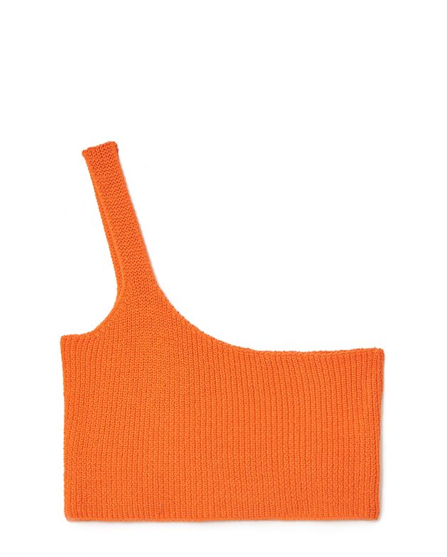 Вязаный кроп-топ Lee на одно плечо, цвет оранжевый - изображение 1