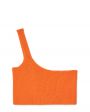Вязаный кроп-топ Lee на одно плечо, цвет оранжевый - миниатюра 1