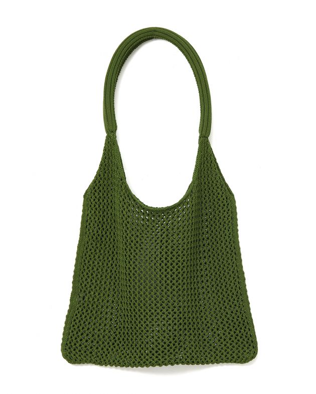 Сумка-шопер ажурной вязки, цвет зеленый - изображение 1