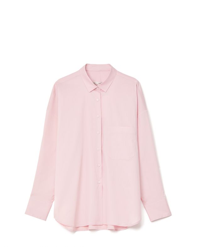 Рубашка оверсайз с карманом, цвет розовый - изображение 1