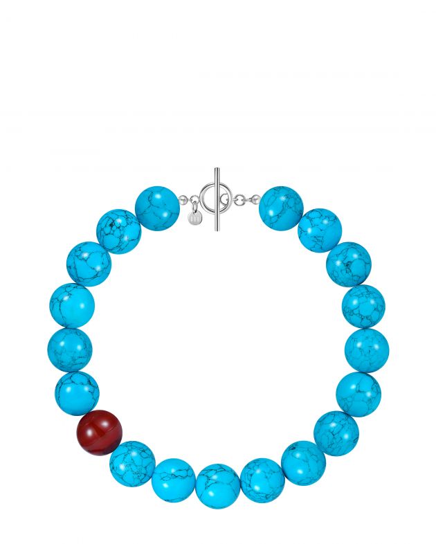 Moonka Бусы Cartoon с бирюзой и сердоликом, цвет голубой - изображение 1