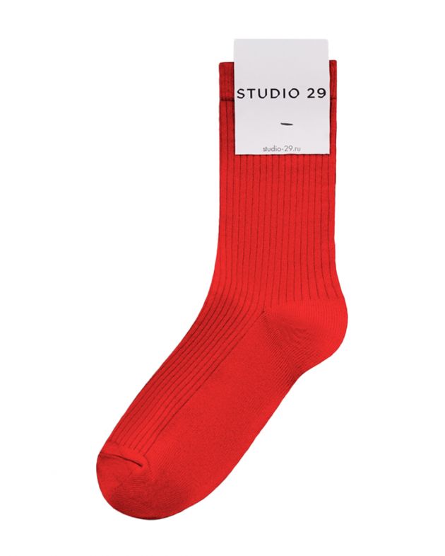 Носки в рубчик, цвет красный - изображение 1
