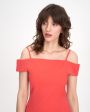YUZEFI Асимметричное платье мини со спущенными рукавами, цвет красный - миниатюра 3