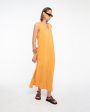 Платье макси Aviv из жатого смесового шелка, цвет оранжевый - миниатюра 2