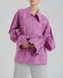 Объемная рубашка Pelmo из фактурного хлопка, цвет розовый - миниатюра 2