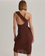 Вязаное платье Martina на одно плечо, цвет темно-коричневый - миниатюра 3