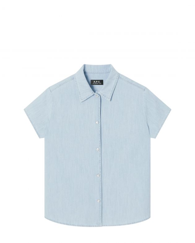A.P.C. Рубашка Marina с коротким рукавом, цвет голубой - изображение 1