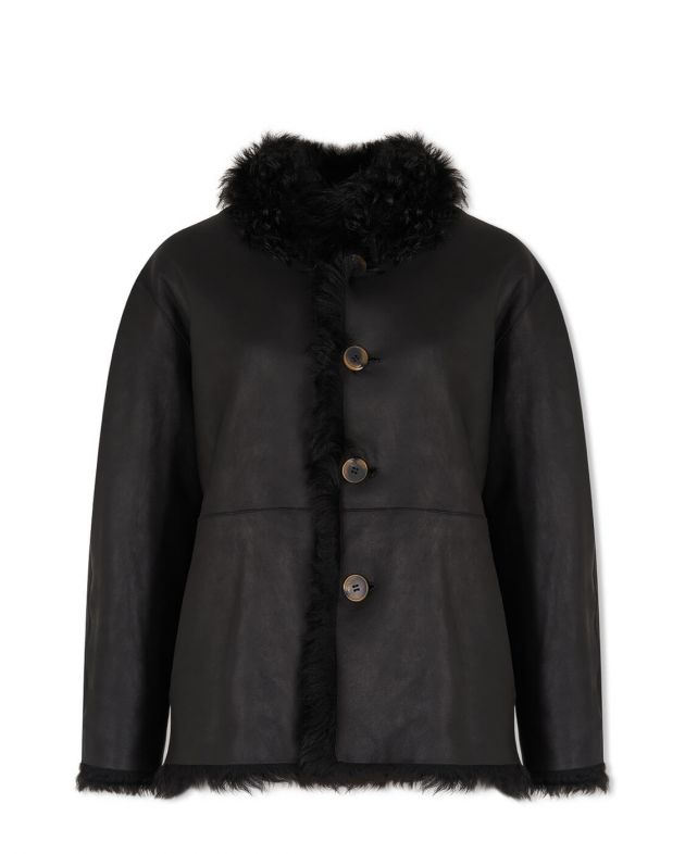 Двусторонняя куртка-дубленка Tigrado, цвет черный - изображение 1