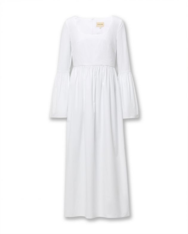 Платье Keppel из хлопка с расклешенными рукавами, цвет белый - изображение 1