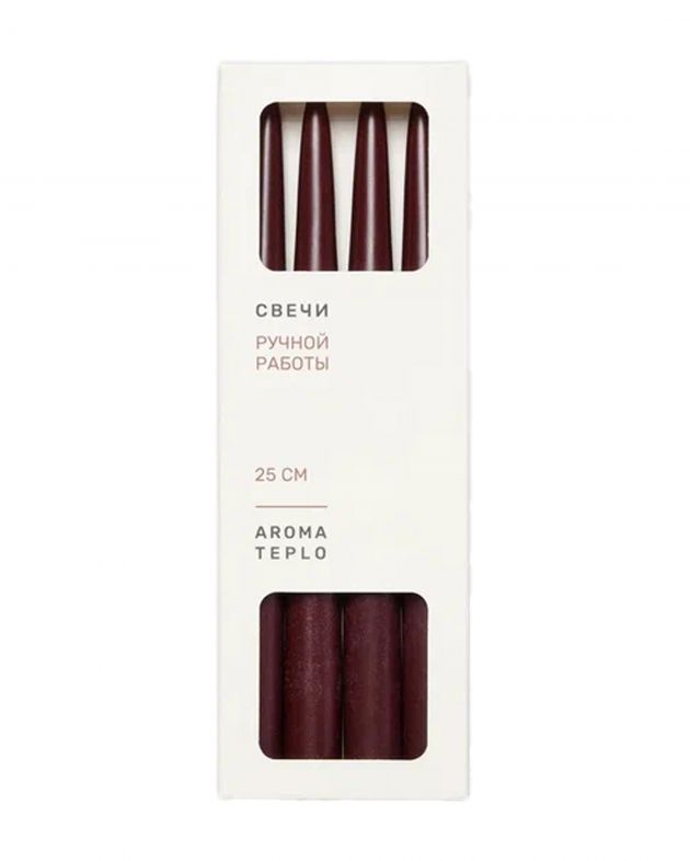 AROMATEPLO Столовые свечи TAPER, набор из 4 штук, цвет бургунди - изображение 1