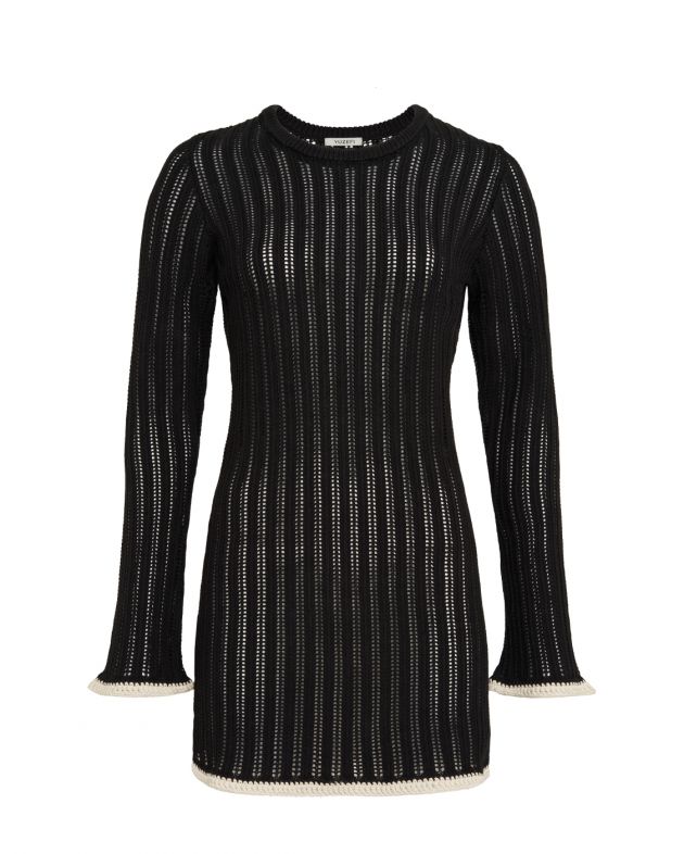 YUZEFI Вязаное платье в технике кроше, цвет черный - изображение 1
