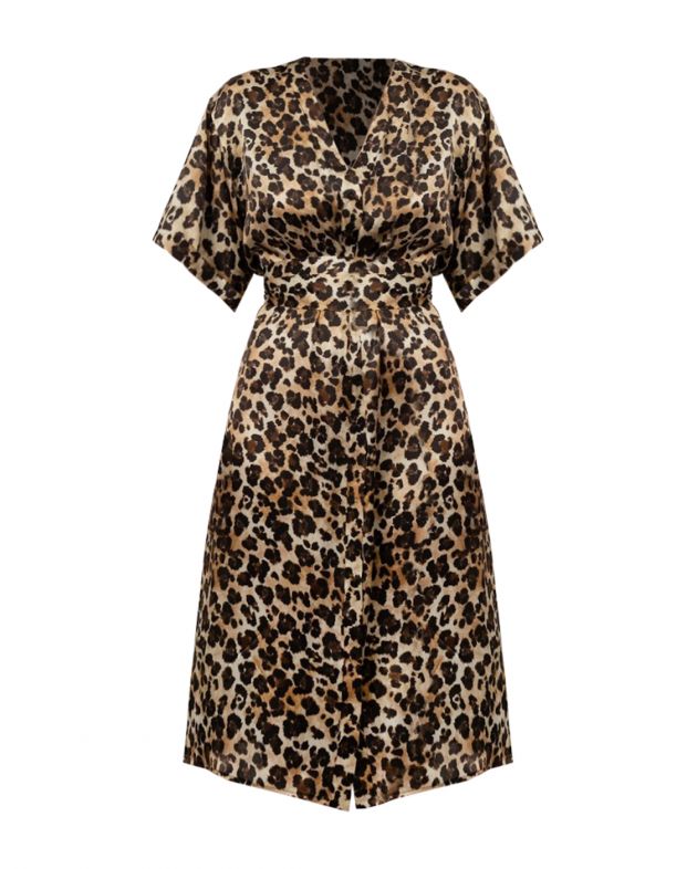 k é k é Платье-халат с леопардовым принтом, цвет коричневый - изображение 1