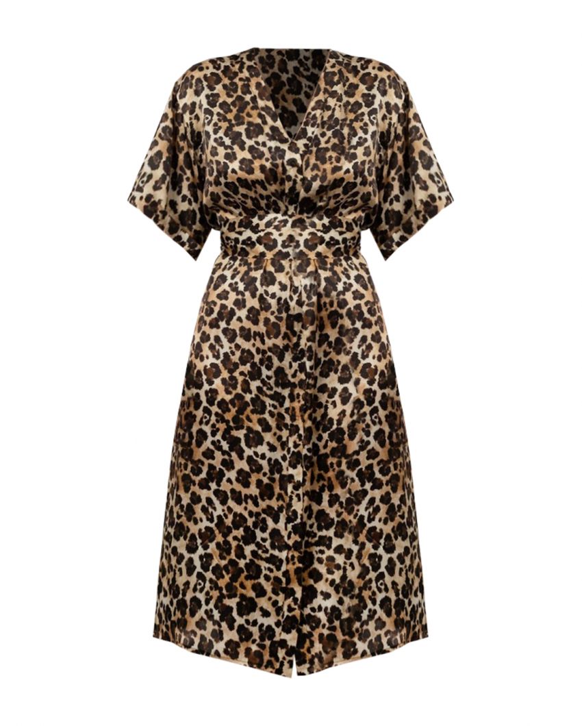 Платье-халат с леопардовым принтом