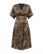 k é k é Платье-халат с леопардовым принтом, цвет коричневый - миниатюра 1