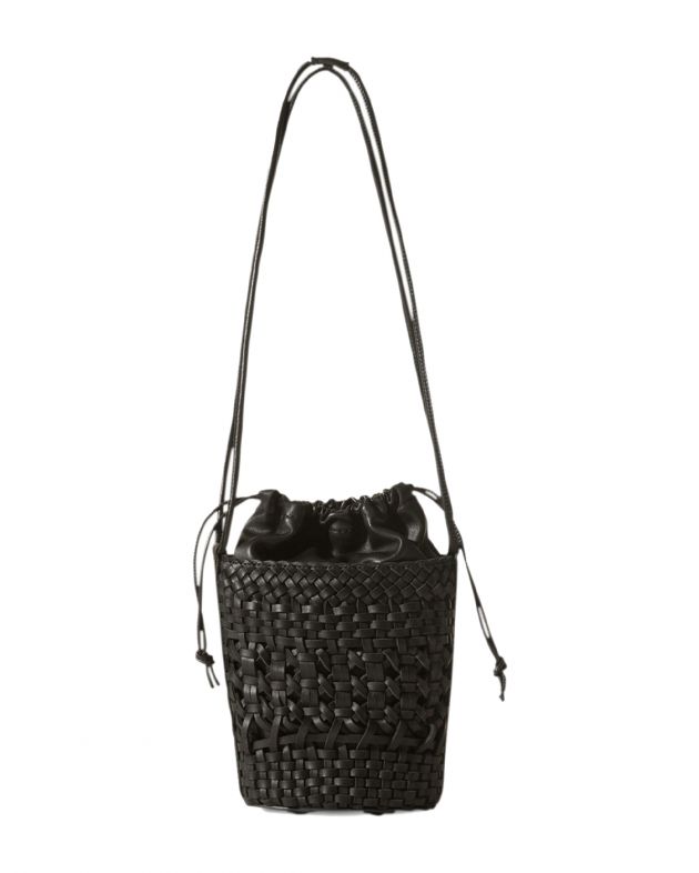 HEREU Плетеная сумка-ведро Palau из кожи, цвет черный - изображение 1