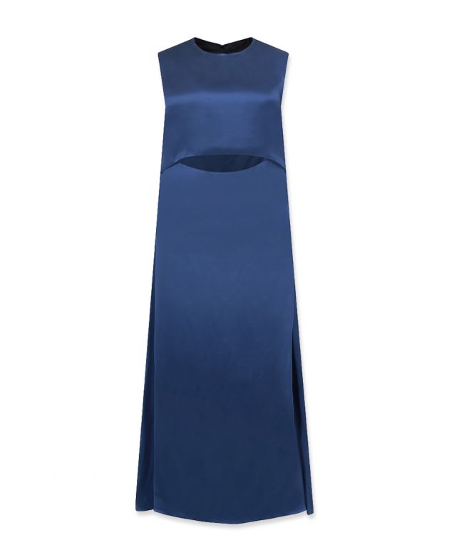 LOULOU STUDIO Платье миди Copan с вырезом на талии, цвет синий - изображение 1