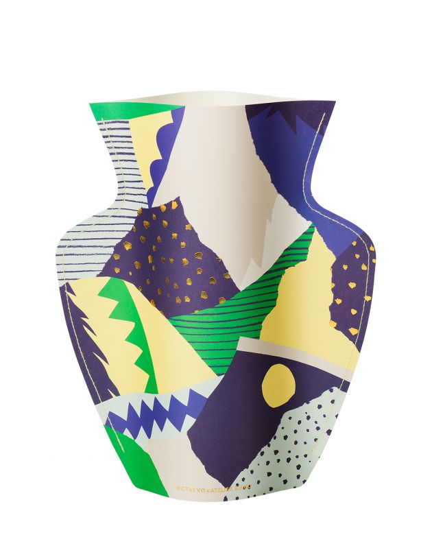 Бумажная ваза Stromboli, цвет зеленый-синий - изображение 1