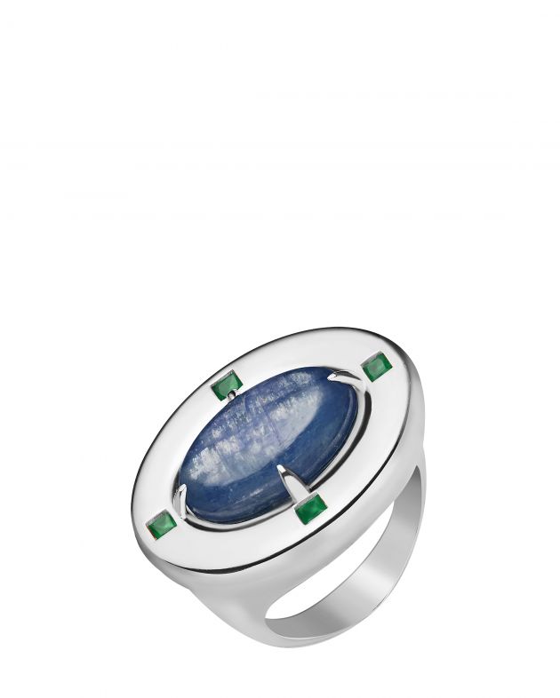 Moonka Кольцо с кианитом и агатами AI, цвет синий - изображение 1