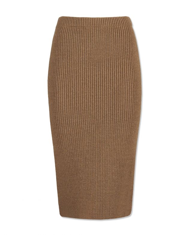 Вязаная юбка миди, цвет коричневый - изображение 1